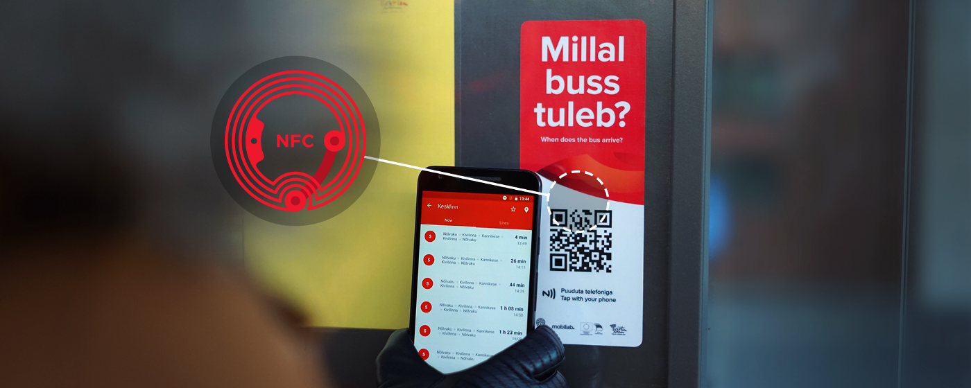 Intelligenter öffentlicher Nahverkehr - NFC+QR Aufkleber für Tartu Smart City