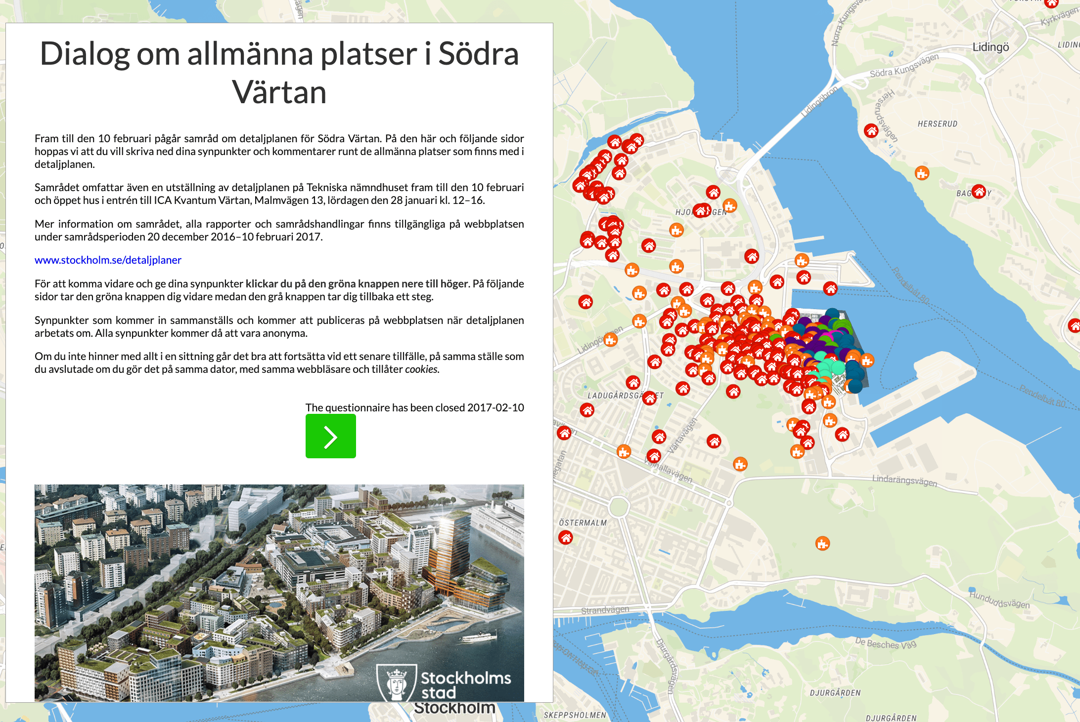 Öffentliche Beteiligung in Södra Värtan, Stockholm